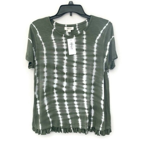 NWT Style & Co Women's Green Ruffle Hem Tie Dyed Top PL - Picture 2 of 7